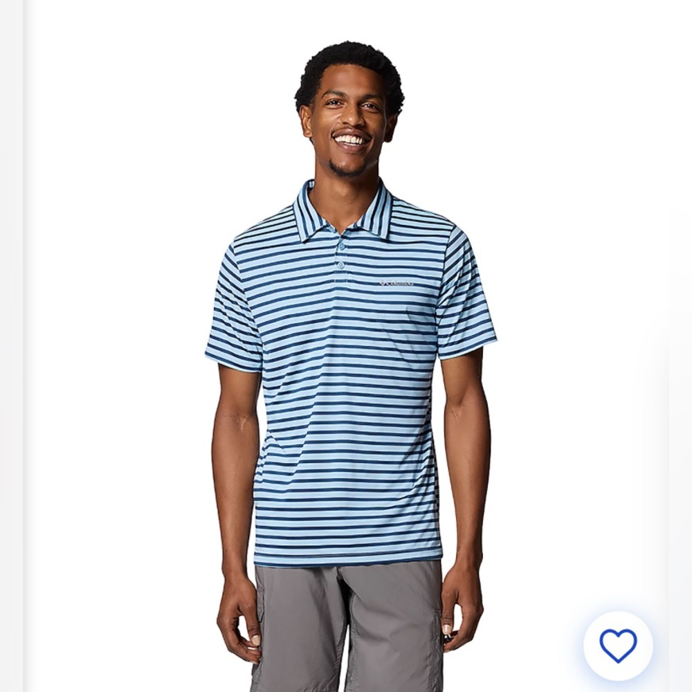 NWT Columbia Sportswear Men's Striped Polo Shirt Size 2XL Blue/ Navy